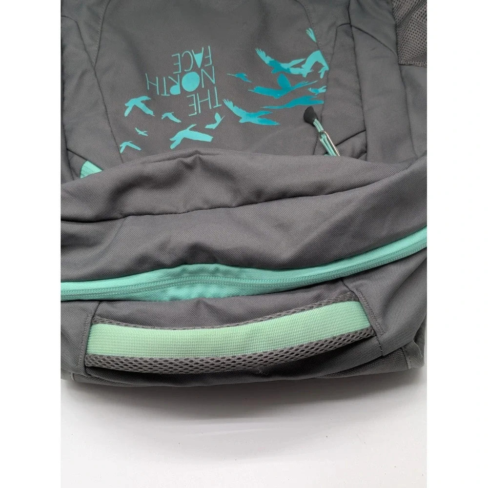 The North Face Haystack Backpack Gray Teal Laptop School Travel 21x15x6.5